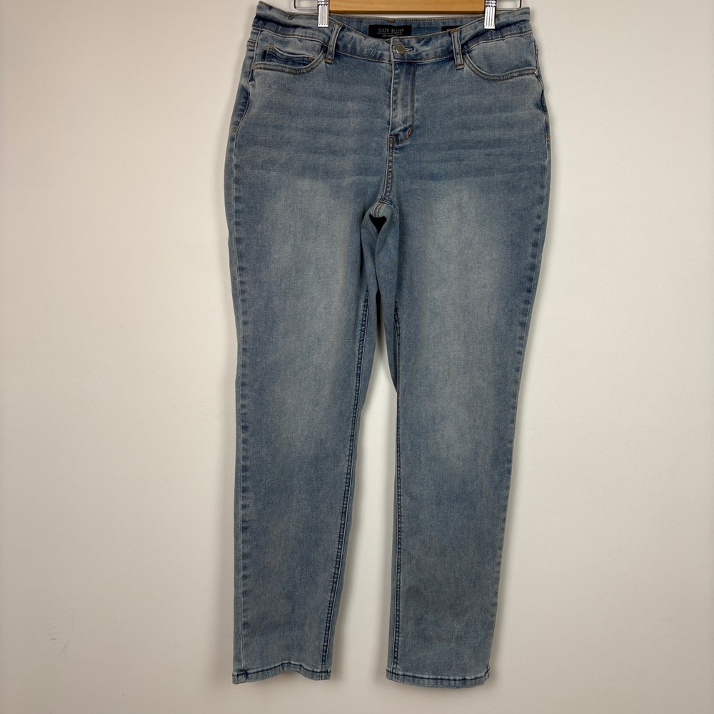 Judy Blue Mid Rise V Front Cool Denim Boyfriend Jeans 11/30 Blue Sorbtek Stretch